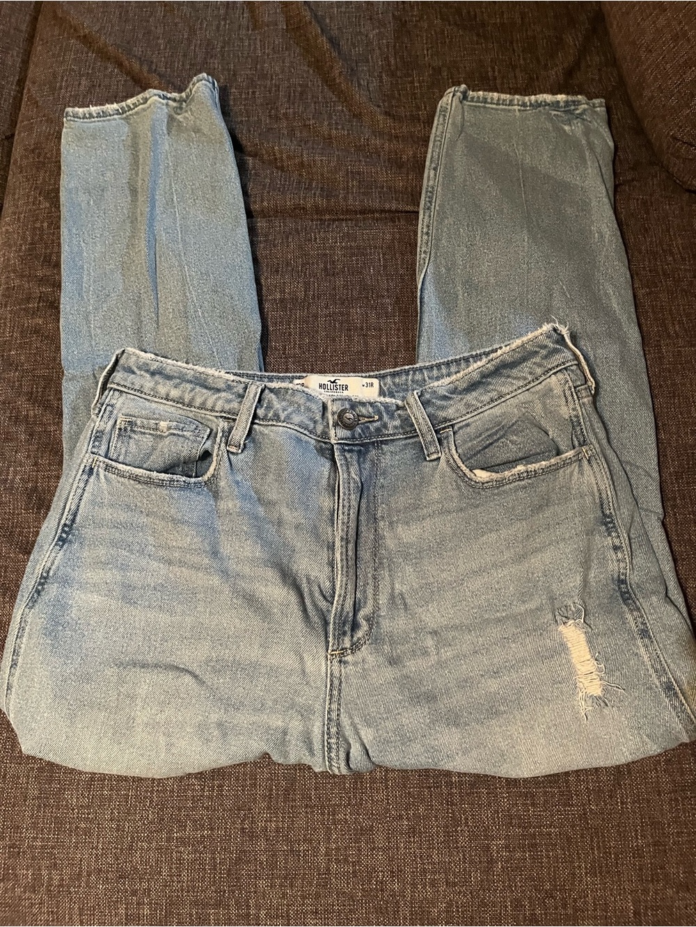 Hollister Light Blue Distressed High-Rise Skinny Jeans
